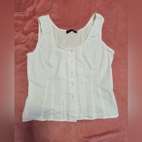 Brandy Melville Tops - Brandy Melville White Button-Front Tank Top
